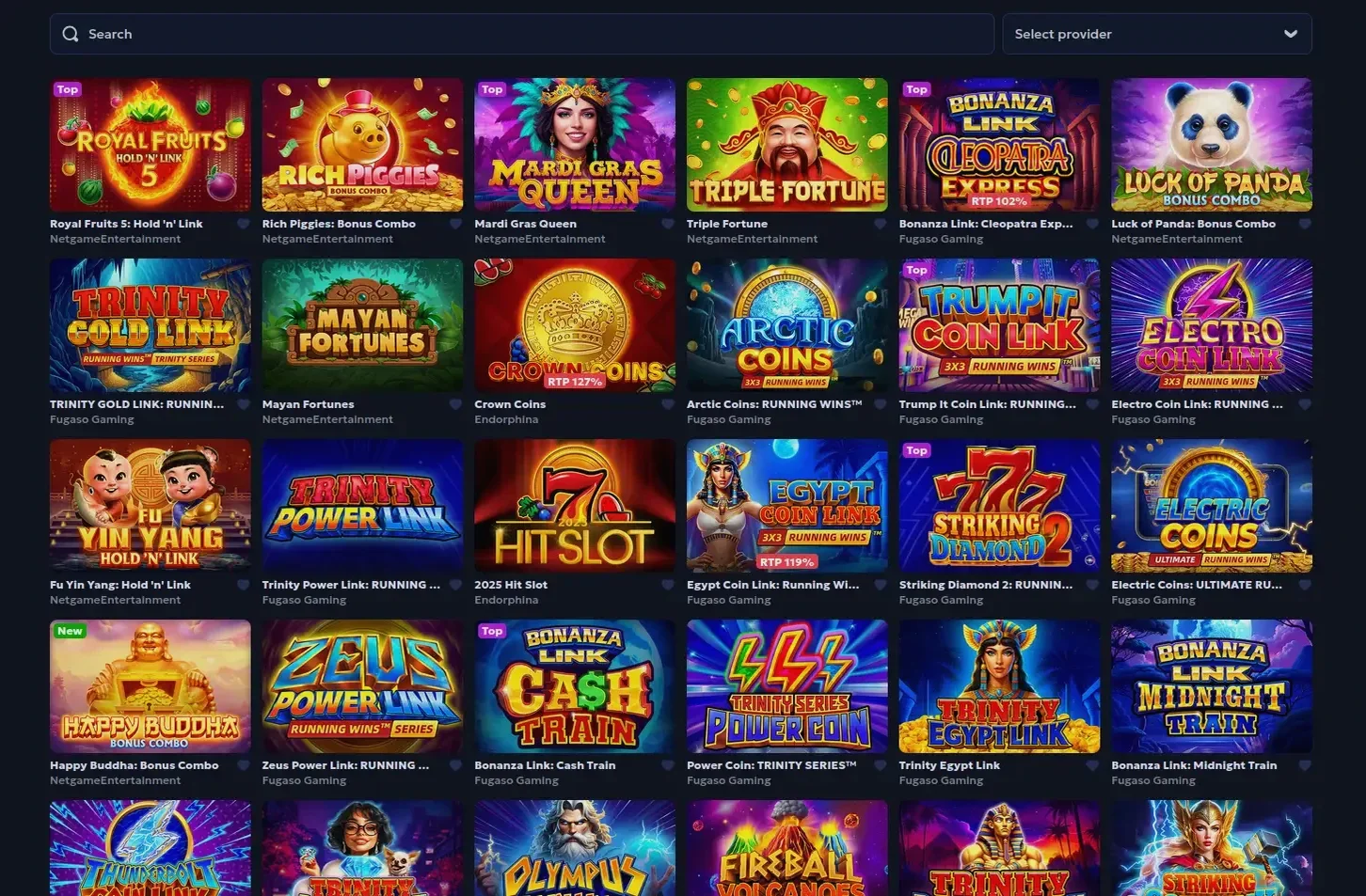 Morospin Casino Spielauswahl